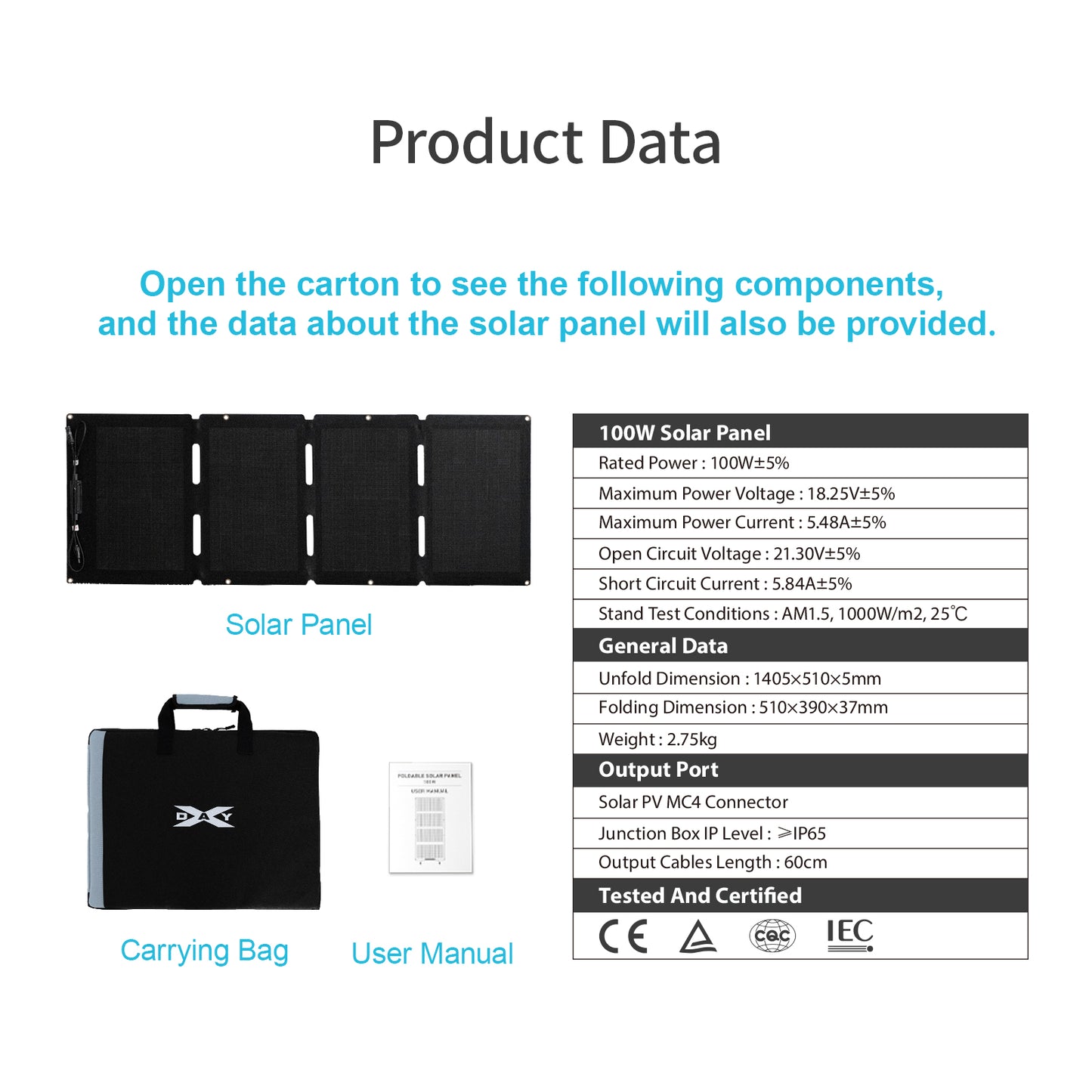 PV120 100W 200W  Solar Panel for Solar Generators